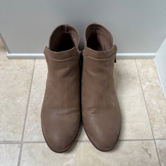 MIA Kendis Faux Leather Side Zip Low Heeled Ankle Bootie, Size 9M, Taupe - Picture 14 of 15